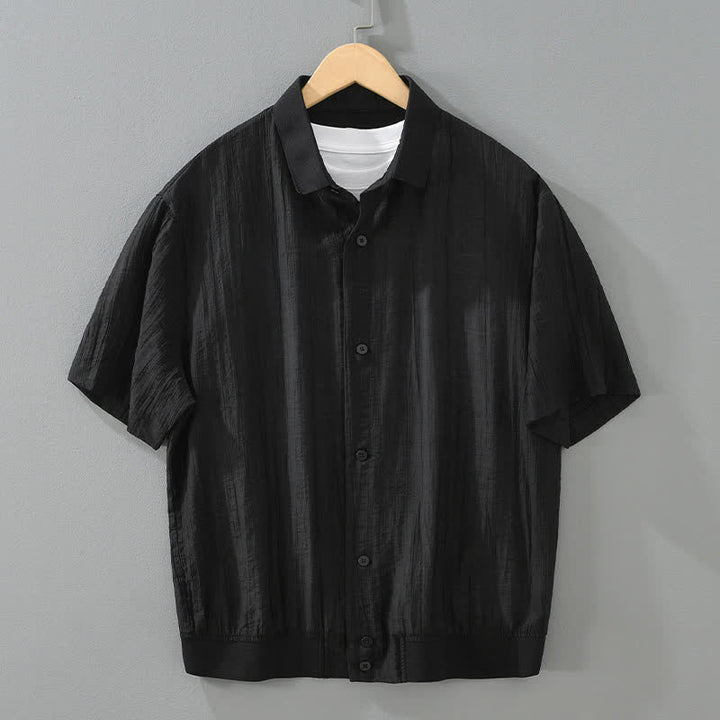 Buddha Stones Camisas de hombre lisas, informales, minimalistas y con botones, para verano. - Negro - US/UK/AU42, EU52 (3XL) - image 10