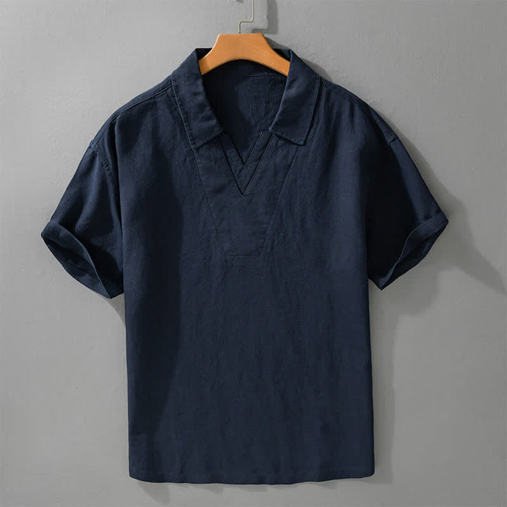Buddha Stones Camisas de hombre lisas, informales y de estilo veraniego para hombre. - Azul medianoche - US/UK/AU42, EU52 (3XL) - image 5