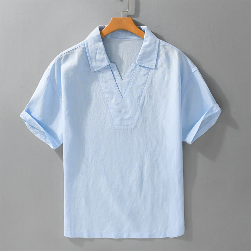 Buddha Stones Camisas de hombre lisas, informales y de estilo veraniego para hombre. - Azul claro - US/UK/AU42, EU52 (3XL) - image 3
