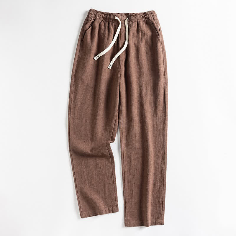 Buddha Stones Pantalones de hombre ajustados, minimalistas, con cordón ajustable y estilo casual de primavera. - Tierra de siena - US/UK/AU44, EU54 (4XL) - image 0