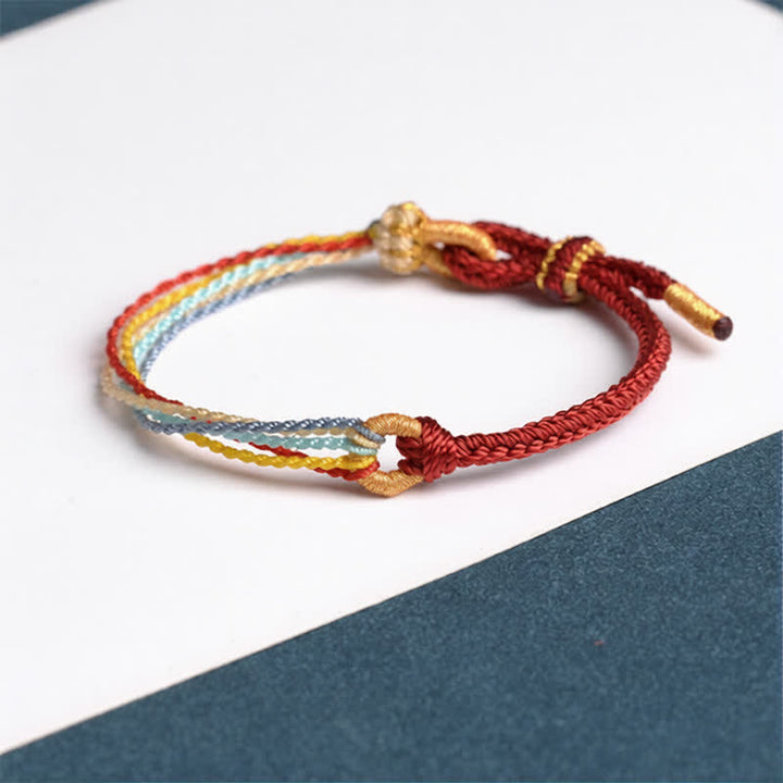 Buddha Stones Pulsera trenzada protectora de cinco colores hecha a mano - Rojo azufaifo - Hilo rojo (Protección♥Suerte) - image 0
