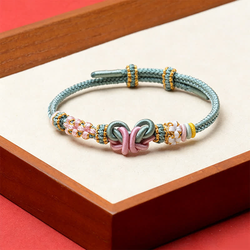 Buddha Stones Pulsera ajustable de hilo tejido a mano con mariposas de la suerte - Turquesa medio - Hilo rojo (Protección♥Suerte) - image 4