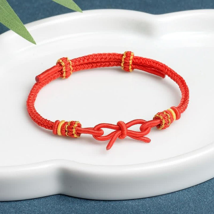 Buddha Stones Pulsera ajustable de cordón trenzado con mariposa tejida a mano - Rojo - Hilo rojo (Protección♥Suerte) - image 0