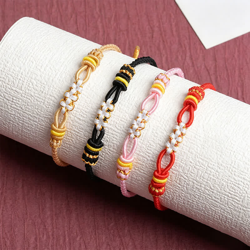 Buddha Stones Pulsera ajustable de la suerte con nudo de flor de durazno hecha a mano - image 8