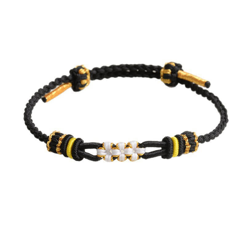 Buddha Stones Pulsera ajustable de la suerte con nudo de flor de durazno hecha a mano - image 6