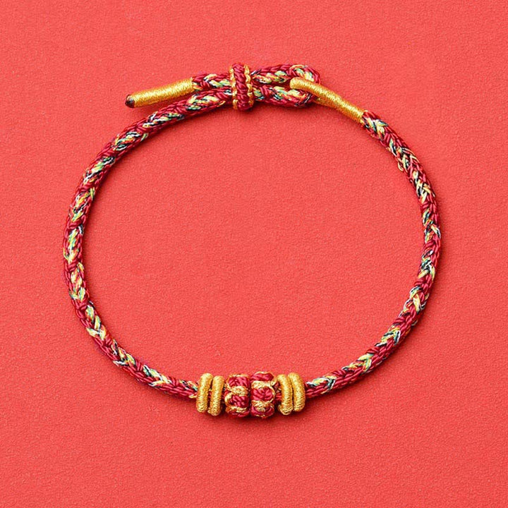 Buddha Stones Pulsera protectora tejida a mano con hilo rojo y diseño de flor de pez koi. - Granate - Sin accesorios - image 21