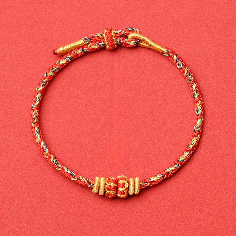 Buddha Stones Pulsera protectora tejida a mano con hilo rojo y diseño de flor de pez koi. - Rojo - Sin accesorios - image 14