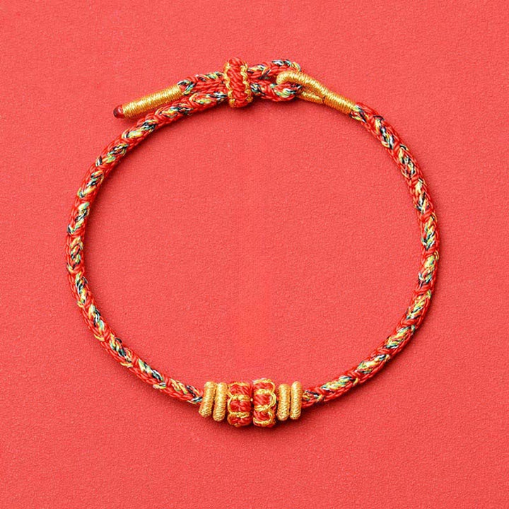Buddha Stones Pulsera protectora tejida a mano con hilo rojo y diseño de flor de pez koi. - Rojo - Sin accesorios - image 14