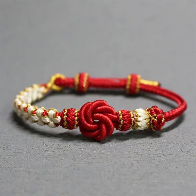 Buddha Stones Pulsera de confianza con cuerda trenzada de mandala - Rojo - Sin accesorios - image 7