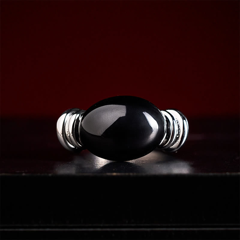 Buddha Stones Anillo ajustable de soporte de hematita con diseño ovalado - image 4
