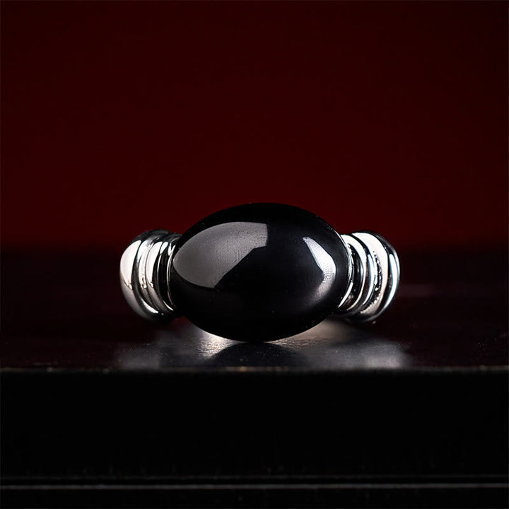 Buddha Stones Anillo ajustable de soporte de hematita con diseño ovalado - image 4