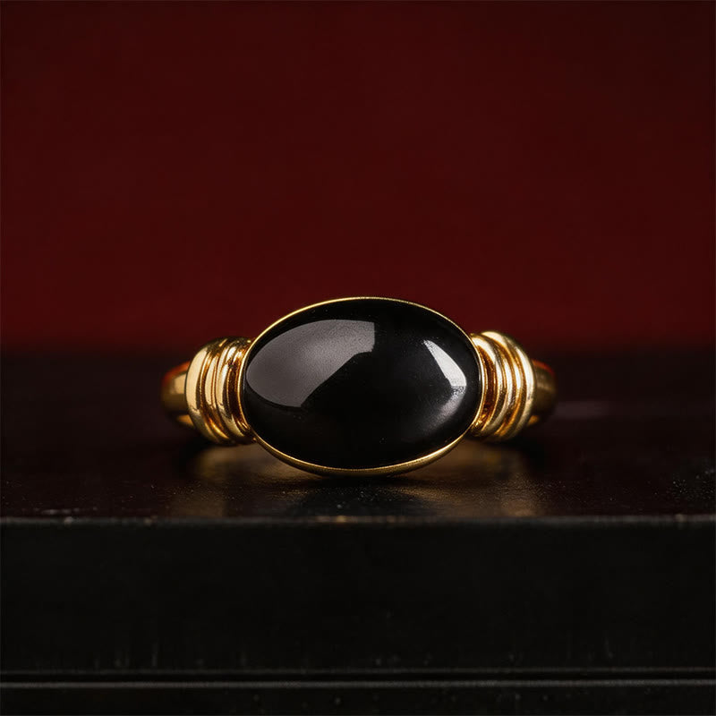 Buddha Stones Anillo ajustable de soporte de hematita con diseño ovalado - image 12