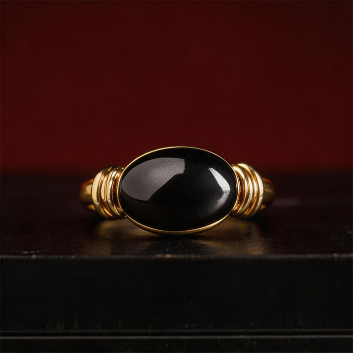 Buddha Stones Anillo ajustable de soporte de hematita con diseño ovalado - image 12