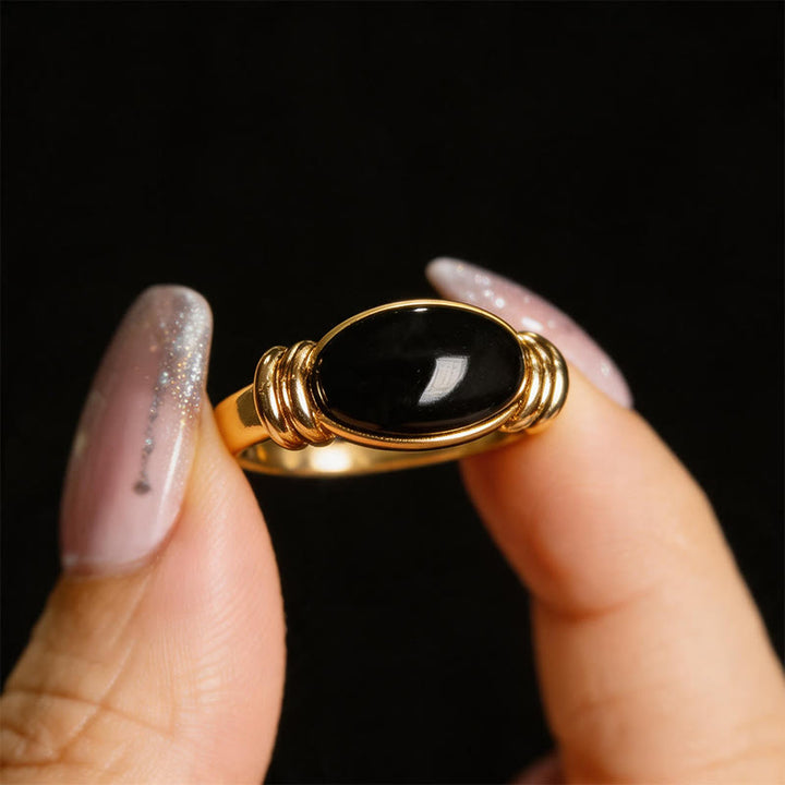 Buddha Stones Anillo ajustable de soporte de hematita con diseño ovalado - image 14
