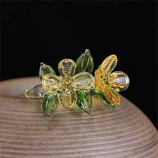 Buddha Stones Anillo de sabiduría de la flor de osmanto de Liuli - Osmanthus (El color, la forma y el tamaño pueden variar) - image 0