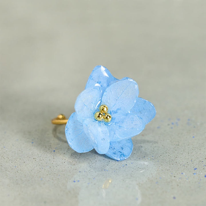 Buddha Stones Anillo de sabiduría con flor de hortensia Liuli - image 5
