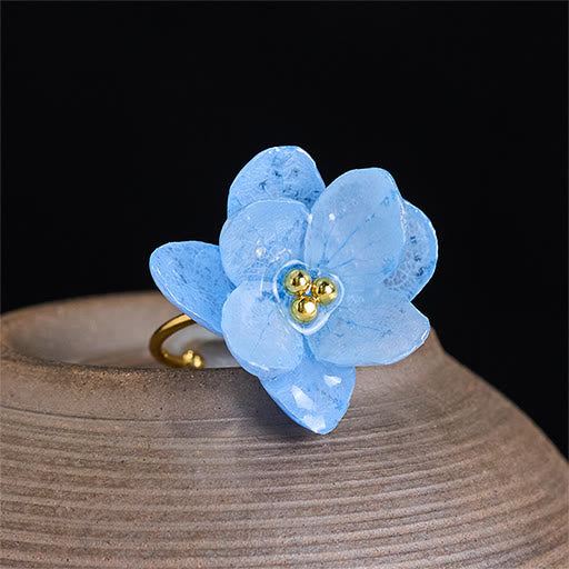 Buddha Stones Anillo de sabiduría con flor de hortensia Liuli - image 2