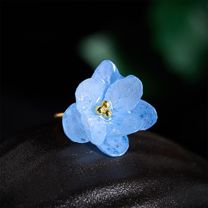 Buddha Stones Anillo de sabiduría con flor de hortensia Liuli - image 4
