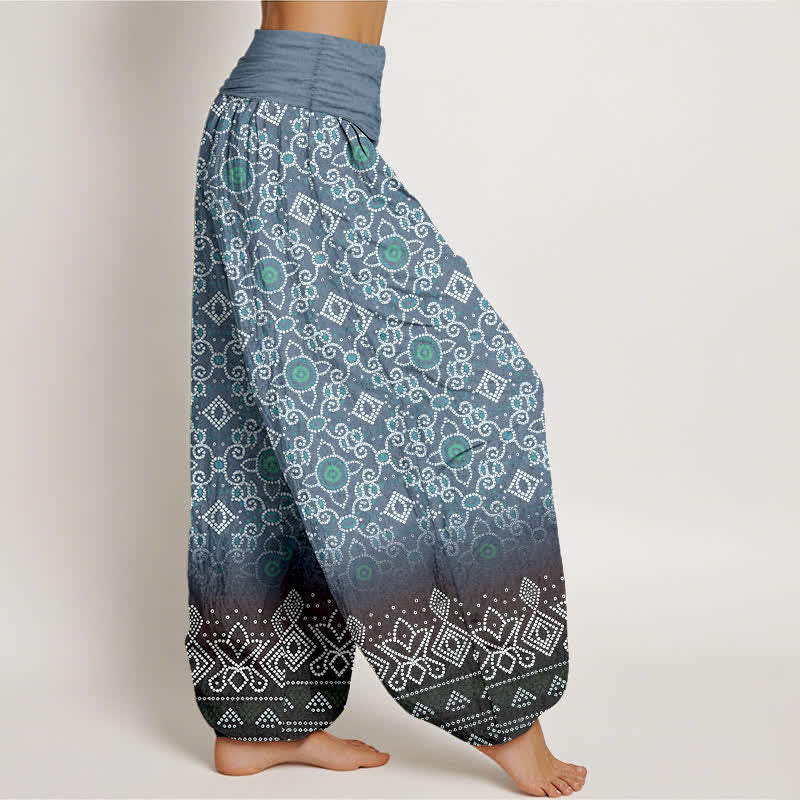 Buddha Stones Pantalones harem de algodón con estampado floral geométrico bohemio para mujer, cintura elástica. - image 10
