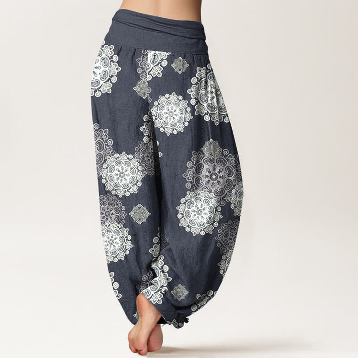 Buddha Stones Pantalones harem de algodón puro con estampado floral mandala variado para mujer, cintura elástica. - image 9