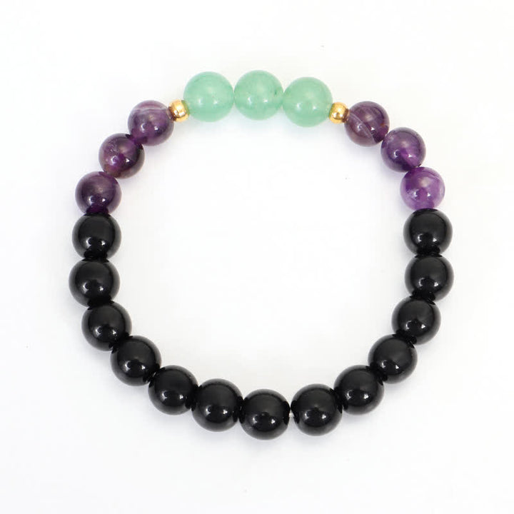 Pulsera de meditación con Buddha Stones , 108 cuentas Mala, amatista, aventurina verde, loto - Pulsera - image 8