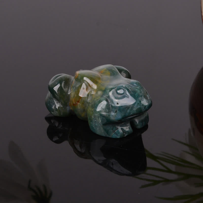 Buddha Stones Decoración con cristales y piedras de cuarzo transparente y aventurina verde natural con forma de rana para la riqueza. - Ágata india (Positiva ♥ Calma) - image 16