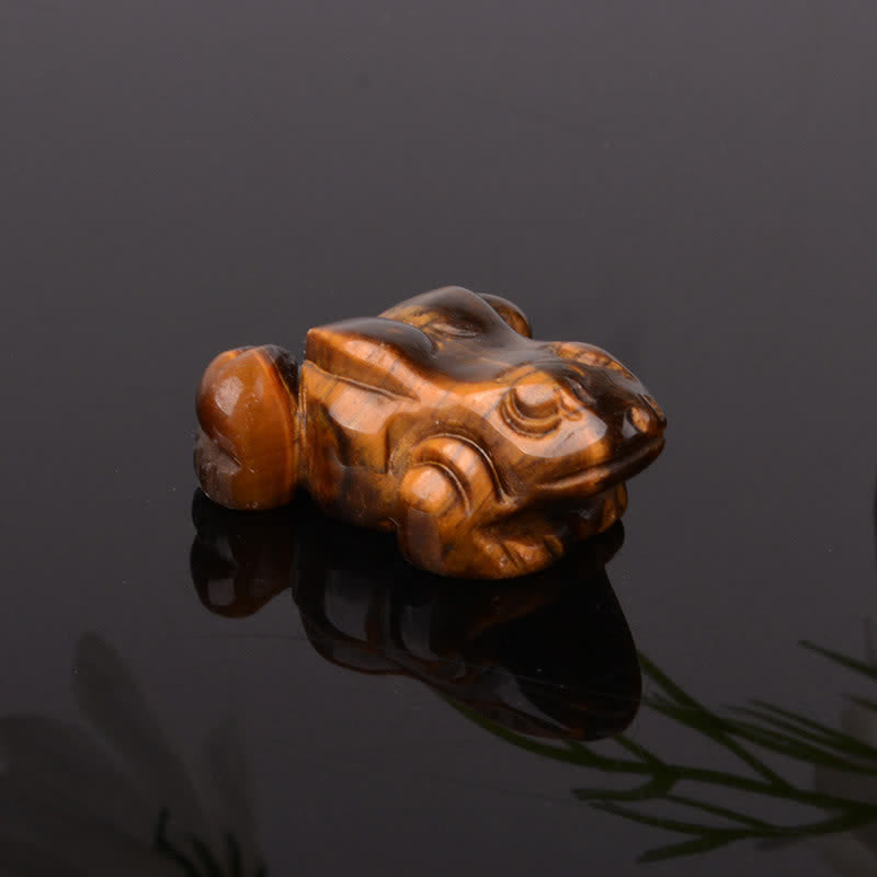 Buddha Stones Decoración con cristales y piedras de cuarzo transparente y aventurina verde natural con forma de rana para la riqueza. - Ojo de Tigre (Coraje ♥ Fuerza) - image 14