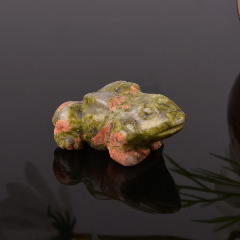 Buddha Stones Decoración con cristales y piedras de cuarzo transparente y aventurina verde natural con forma de rana para la riqueza. - Unakita (Equilibrio ♥ Puesta a tierra) - image 10