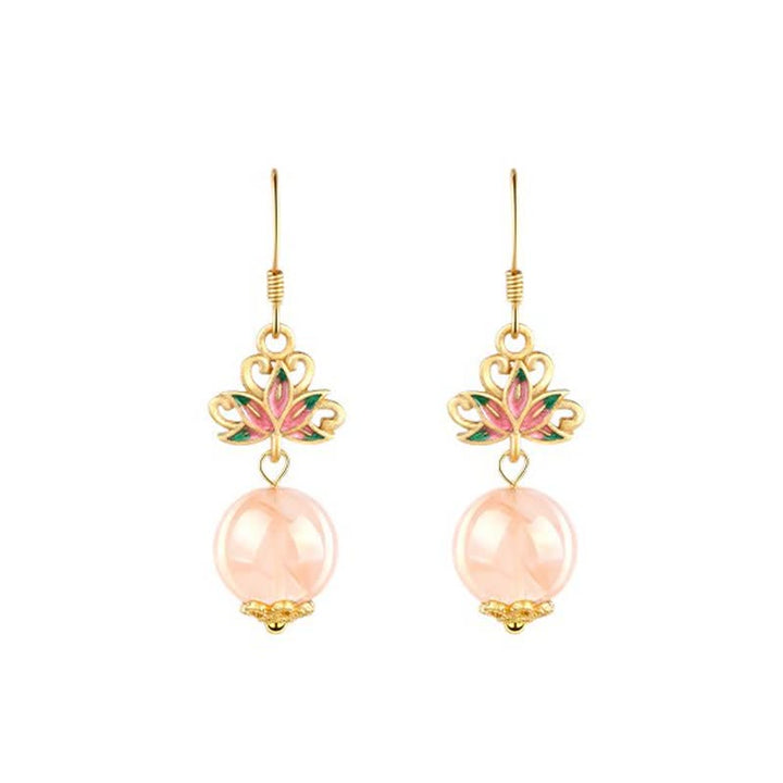 Buddha Stones Pendientes colgantes de esmalte con diseño de loto citrino y la iluminación. - image 3