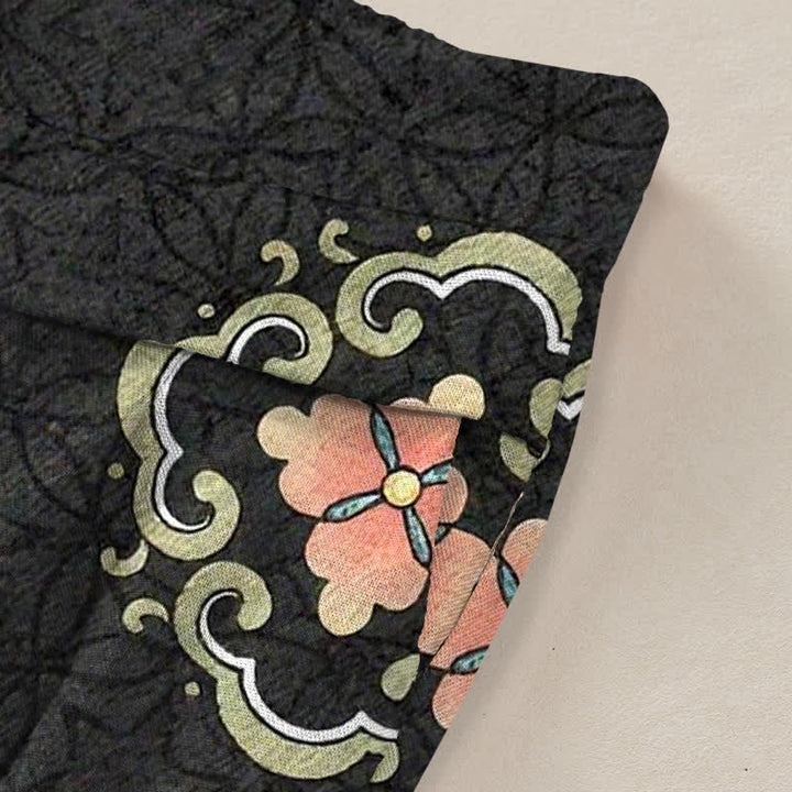 Buddha Stones Pantalones de mujer de algodón y lino con estampado bohemio de medallones, cintura elástica y pernera ancha con bolsillos. - image 2