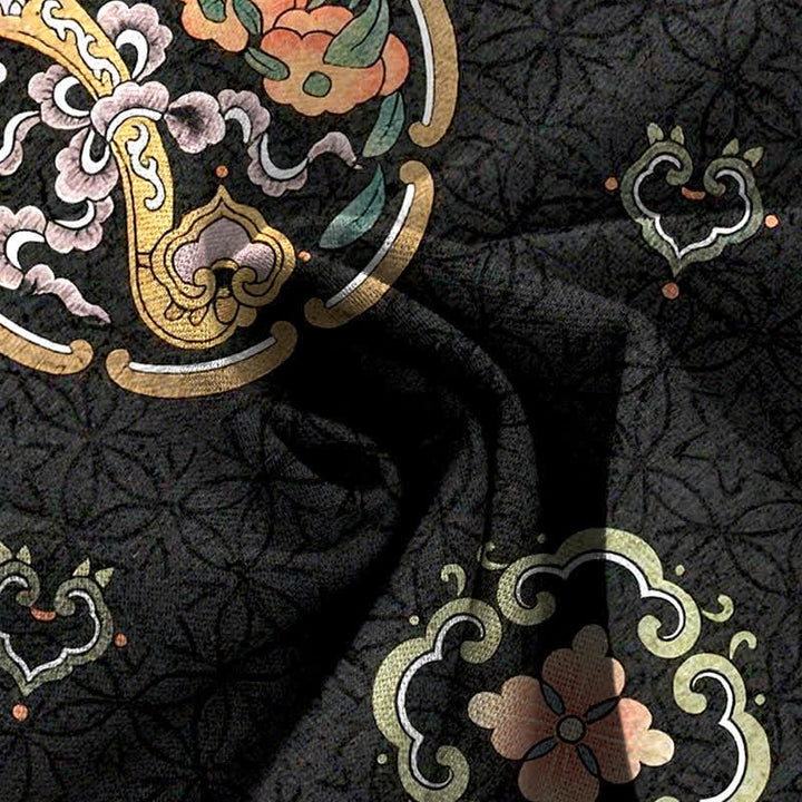 Buddha Stones Pantalones de mujer de algodón y lino con estampado bohemio de medallones, cintura elástica y pernera ancha con bolsillos. - image 3