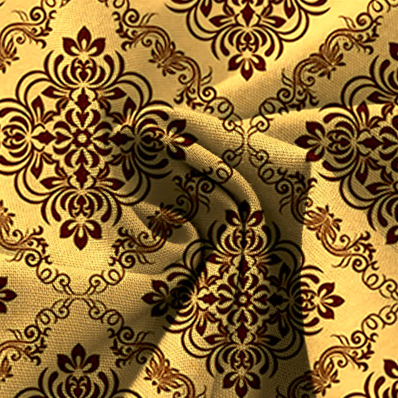 Buddha Stones Pantalones de mujer de algodón y lino con estampado floral barroco, cintura elástica y pernera ancha con bolsillos. - image 3