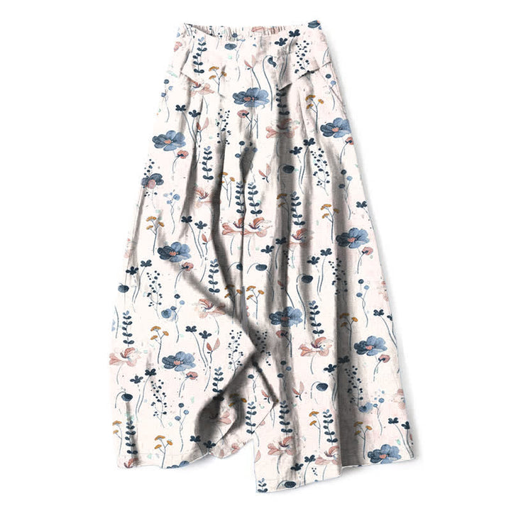 Buddha Stones Pantalones de mujer de algodón y lino con estampado floral, cintura elástica y pernera ancha con bolsillos. - Rubor lavanda - US16，UK/AU20，EU48 (3XL) - image 4
