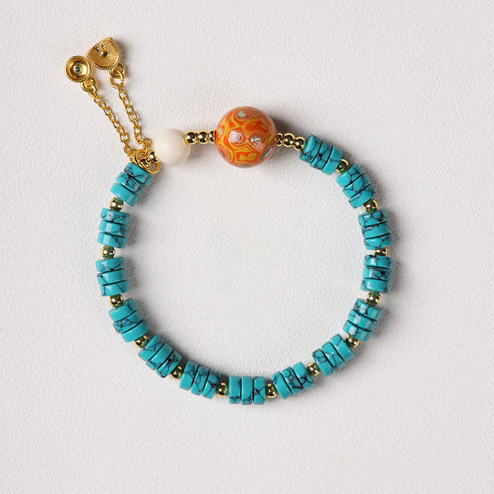 Buddha Stones Pulsera de cuentas de disco chinas nueva, hecha a mano, de Turquoise Communication - Estilo 2 - Azul turquesa - Turquesa (Purificación ♥ Serenidad) - image 2