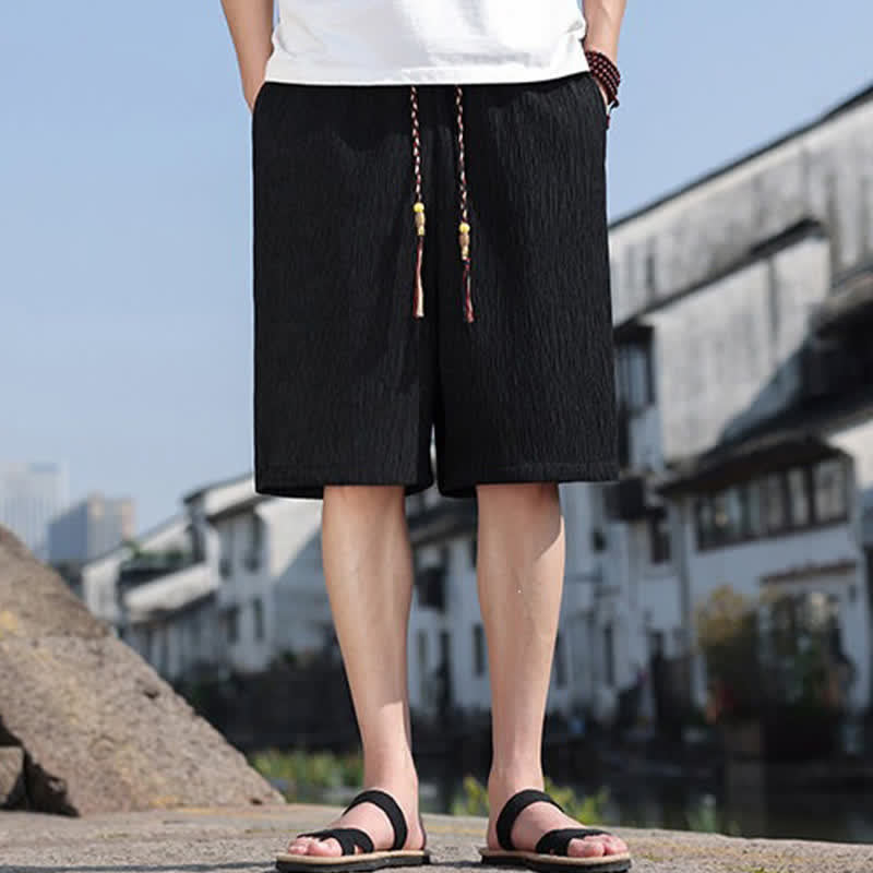 Bermudas informales de verano para hombre con cordón ajustable y bolsillos, con estampado de Buddha Stones . - Negro - US/UK/AU46, EU56 (5XL) - image 9