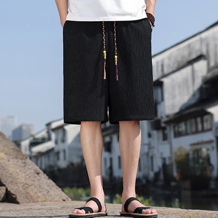 Bermudas informales de verano para hombre con cordón ajustable y bolsillos, con estampado de Buddha Stones . - Negro - US/UK/AU46, EU56 (5XL) - image 9
