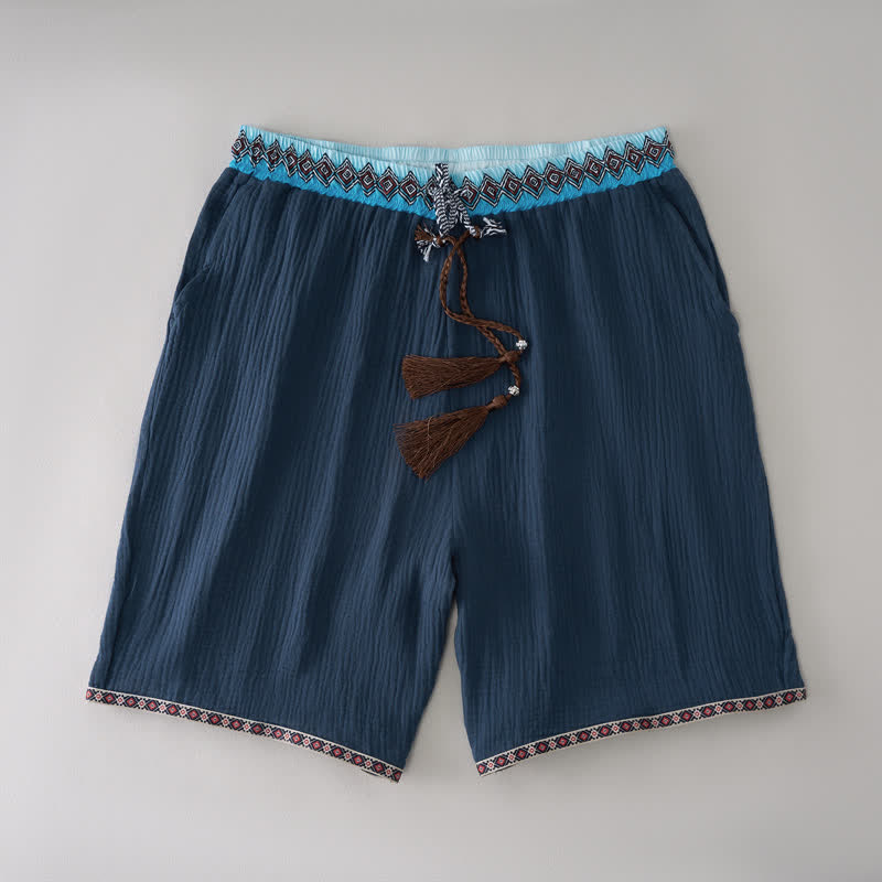 Bermudas geométricas de verano estilo bohemio con cordón ajustable y estampado de Buddha Stones para hombre, con bolsillos. - Marina de guerra - US/UK/AU44, EU54 (3XL) - image 5