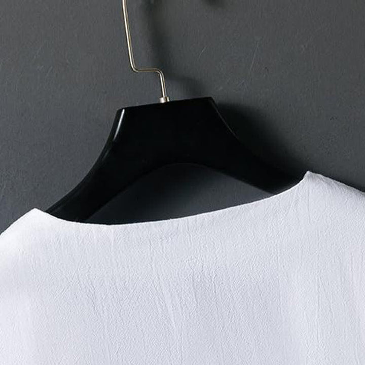 Buddha Stones Camisas de manga corta para hombre, estilo casual de verano, con botones de rana y bordado de flores. - image 3