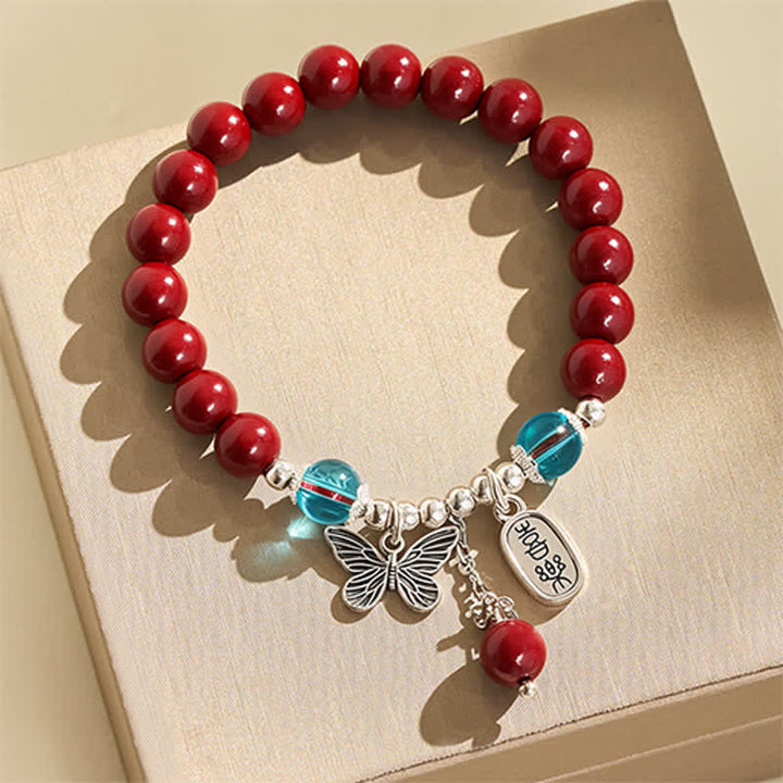Buddha Stones Pulsera de amor con mariposa de cobre cinabrio - image 2