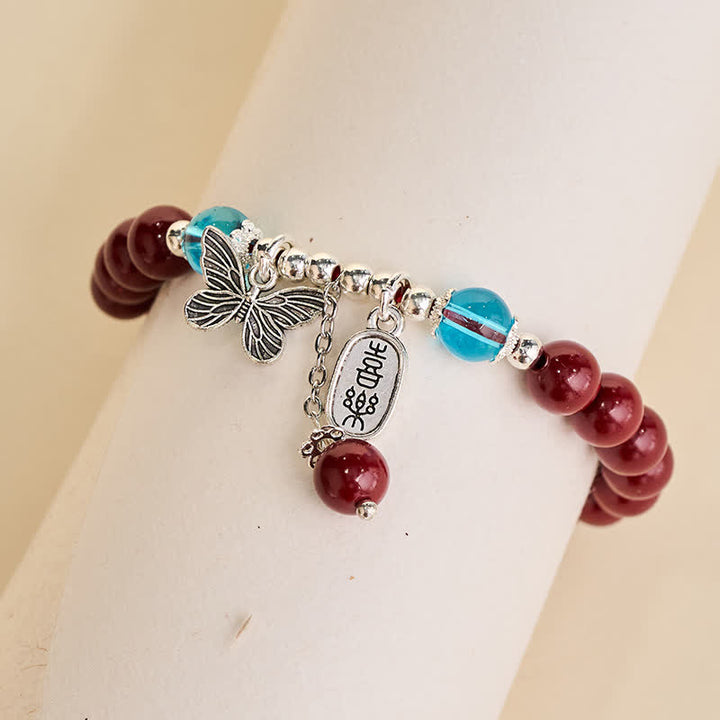 Buddha Stones Pulsera de amor con mariposa de cobre cinabrio - image 3