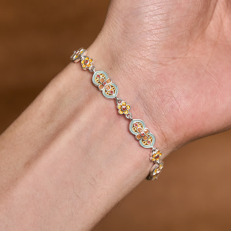 Buddha Stones Pulsera curativa con diseño floral y esmalte de cobre - image 3