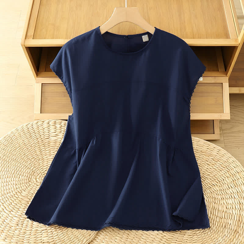 Buddha Stones Camiseta de manga corta para mujer, estilo casual de verano, con cuello redondo y color liso. - Azul medianoche - US14，UK/AU18，EU46 (2XL) - image 17