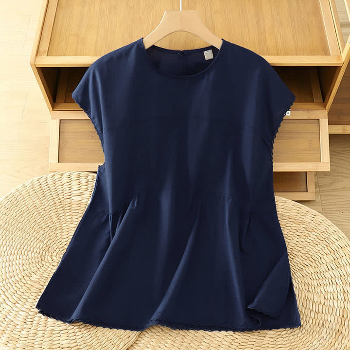 Buddha Stones Camiseta de manga corta para mujer, estilo casual de verano, con cuello redondo y color liso. - Azul medianoche - US14，UK/AU18，EU46 (2XL) - image 17