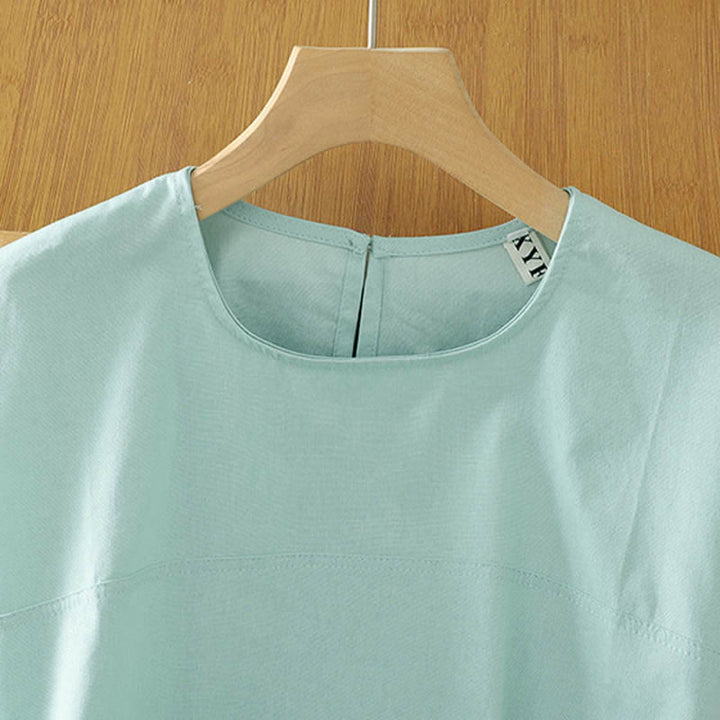 Buddha Stones Camiseta de manga corta para mujer, estilo casual de verano, con cuello redondo y color liso. - image 7