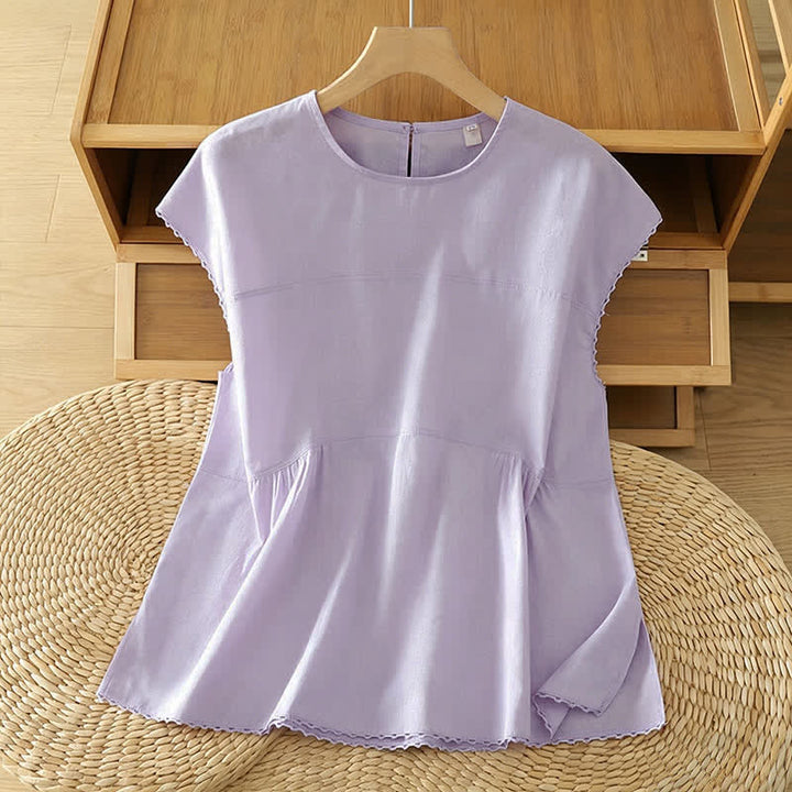 Buddha Stones Camiseta de manga corta para mujer, estilo casual de verano, con cuello redondo y color liso. - Lavanda - US14，UK/AU18，EU46 (2XL) - image 12