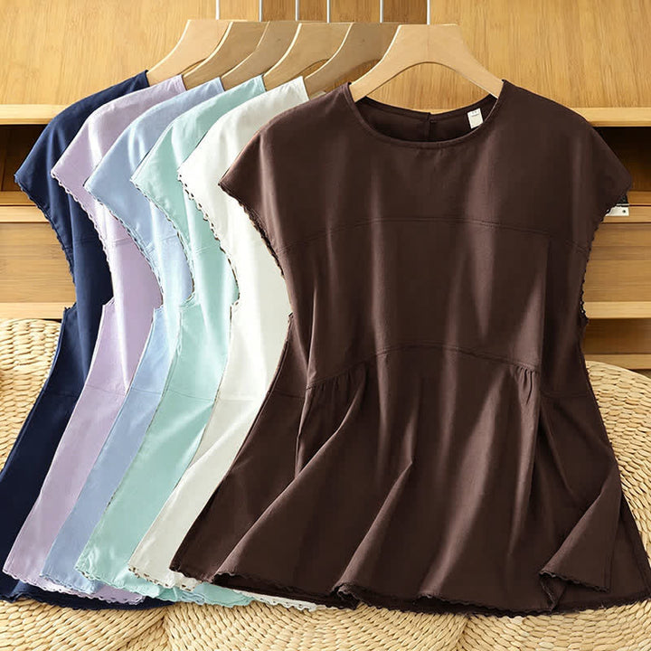 Buddha Stones Camiseta de manga corta para mujer, estilo casual de verano, con cuello redondo y color liso. - image 18