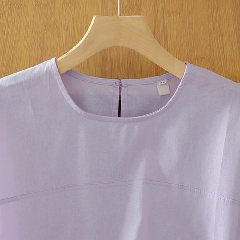Buddha Stones Camiseta de manga corta para mujer, estilo casual de verano, con cuello redondo y color liso. - image 13