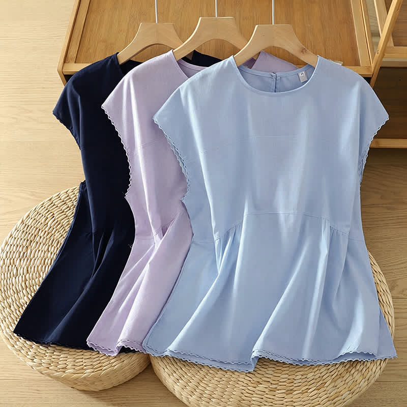 Buddha Stones Camiseta de manga corta para mujer, estilo casual de verano, con cuello redondo y color liso. - image 20