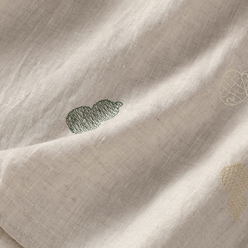 Buddha Stones Camisas de manga corta para mujer estilo Tang de verano con cuello mandarín, botones de rana y bordado de calabaza. - image 18