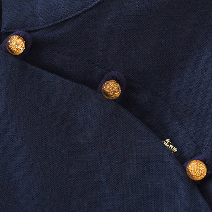 Buddha Stones Camiseta sin mangas de verano estilo Tang con cuello mandarín y bordado floral pequeño para mujer. - image 12
